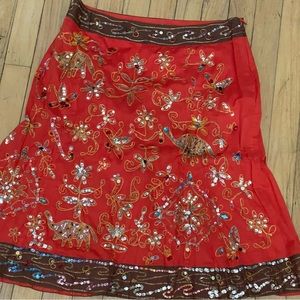 A-line sequin guazey skirt